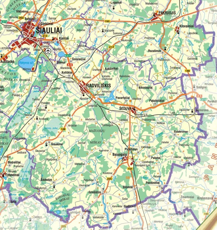 Map of Area Around Shadova-Seduva